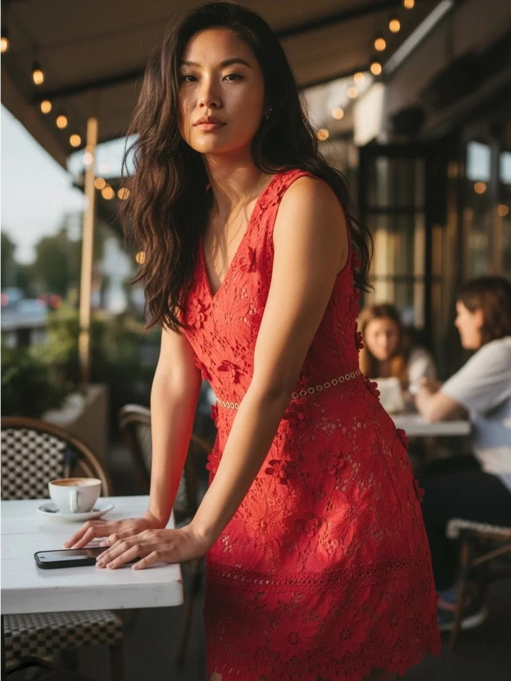 Michael Kors $350 Red Floral Lace V-Neck Dress Size 4 — NWT